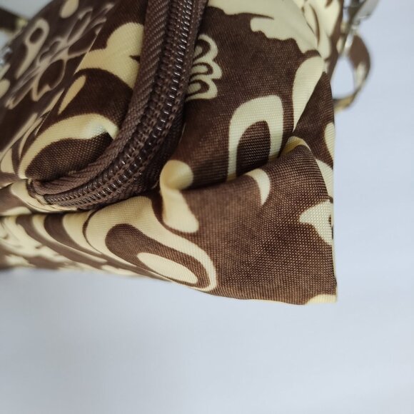 Baggallini Brown & Cream Floral Crossbody Purse Adjustable Strap - Picture 15 of 16